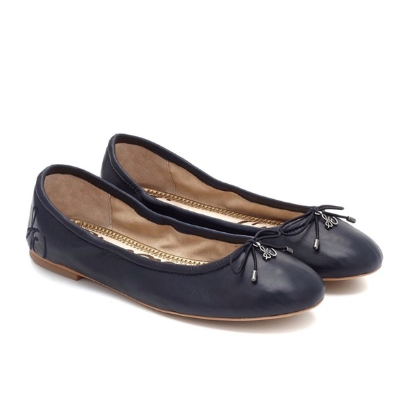 Sam Edelman Navy Leather Felicia Ballet Flat 5.5 - Picture 1 of 12